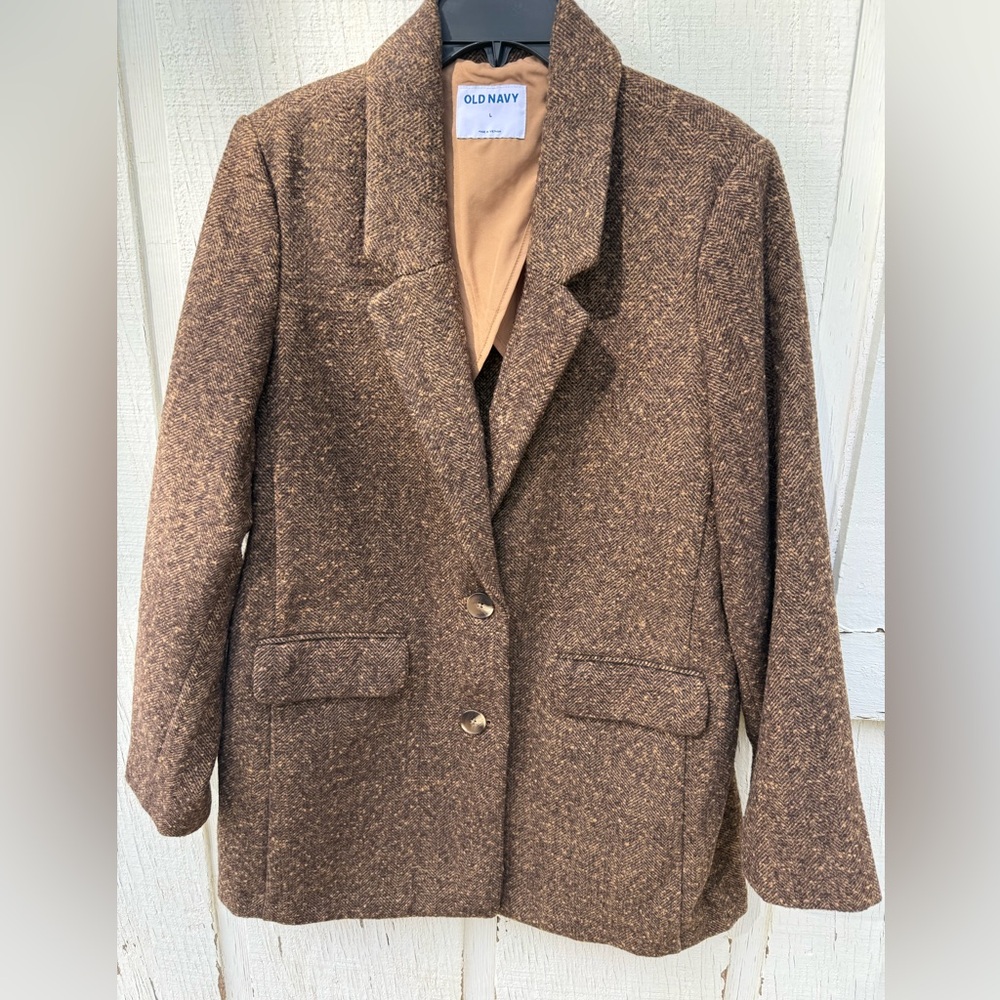 Old Navy Women's Brown Wool Blend Blazer NWT Large